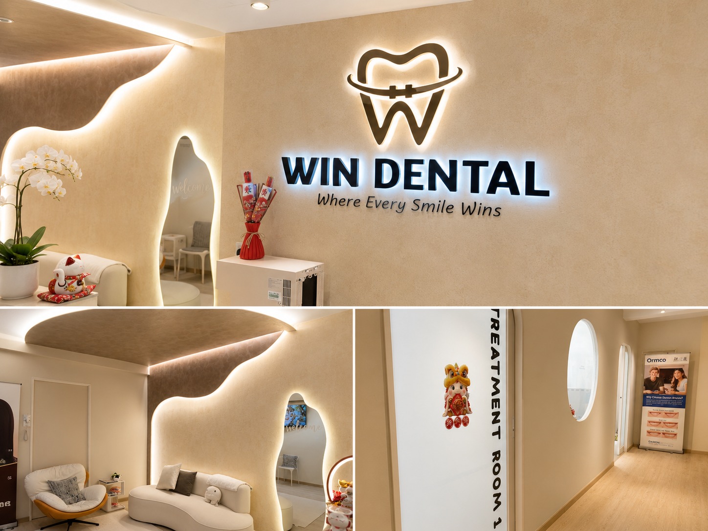 Waiting area at Win Dental Clinic in Kuala Lumpur designed for a comfortable and relaxing patient experience.