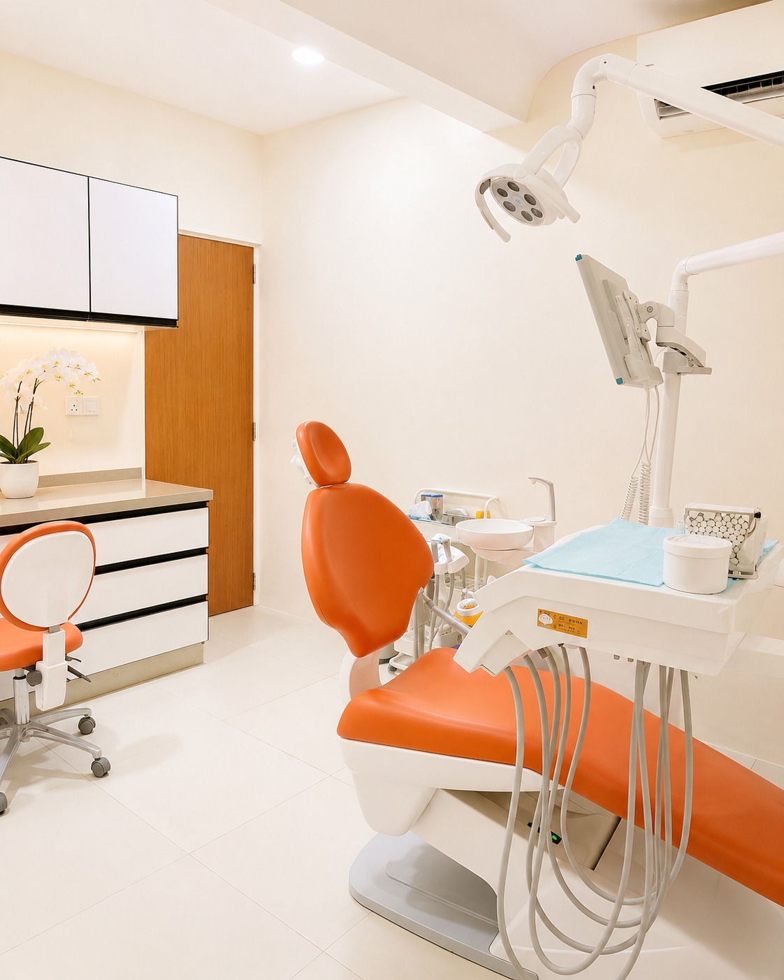 Treatment room1 environment at Win Dental Clinic in Kuala Lumpur showing a clean and modern dental setup.