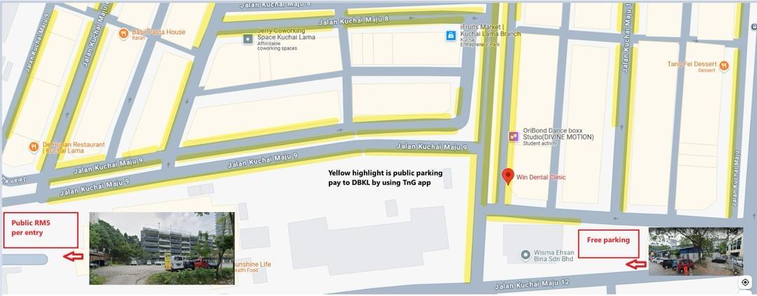 Parking near Win Dental Clinic in Kuchai Lama